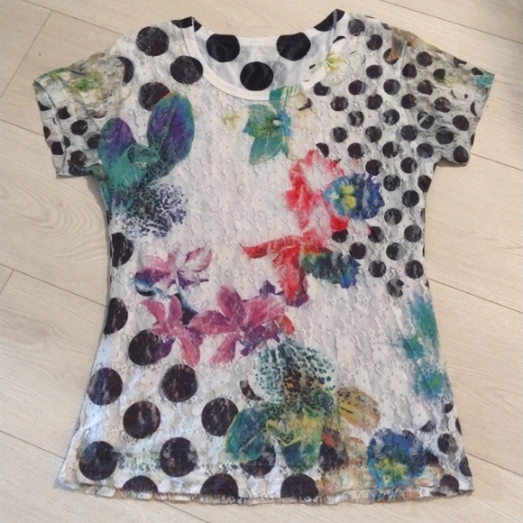 SET! LACE & LINED Polka Dot Floral & Patterned STRETCH LACE TOPS!! - Picture 2 of 6